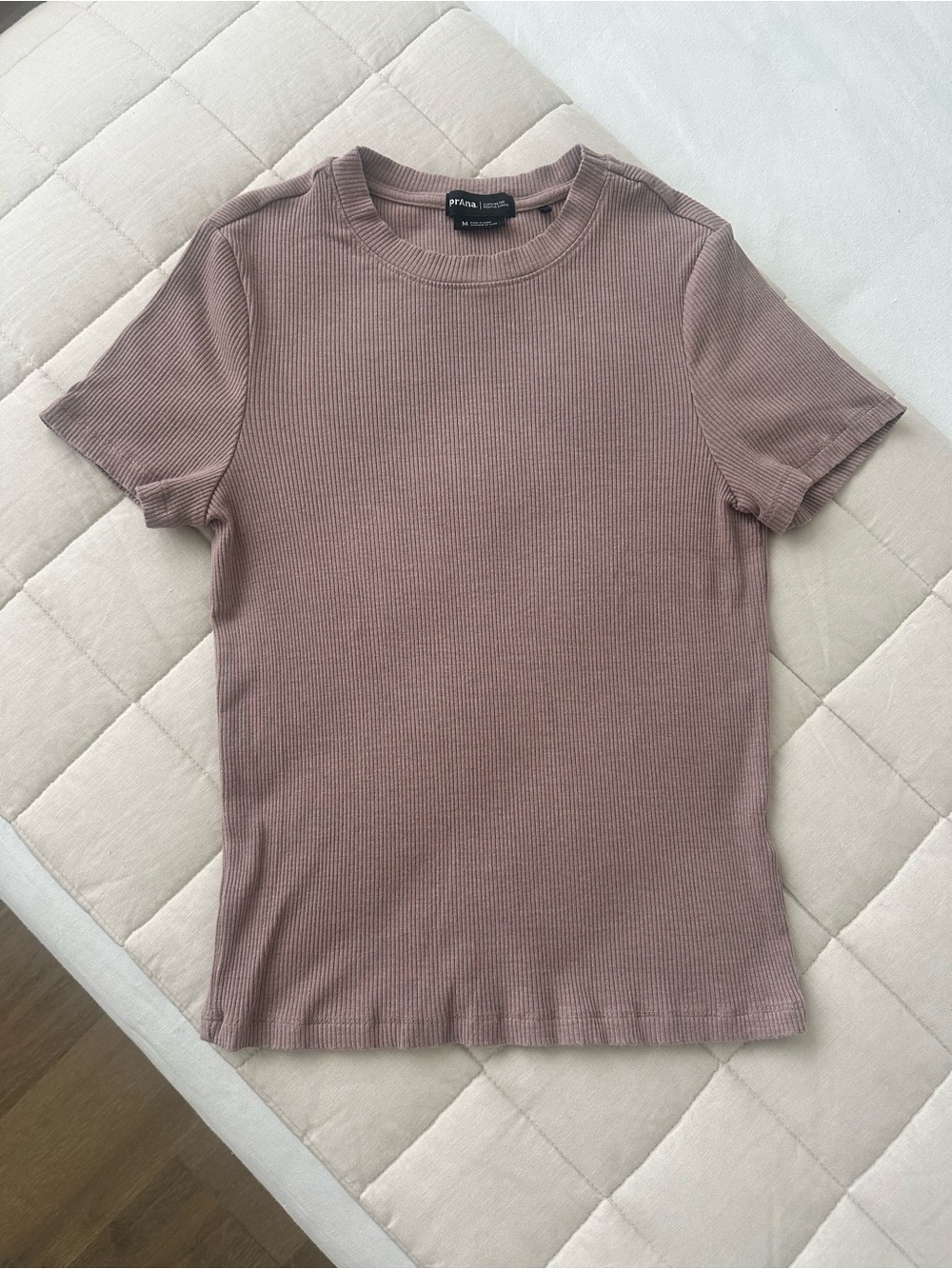 Prana Ribbed Short Sleeve Tee - Mauve Brown